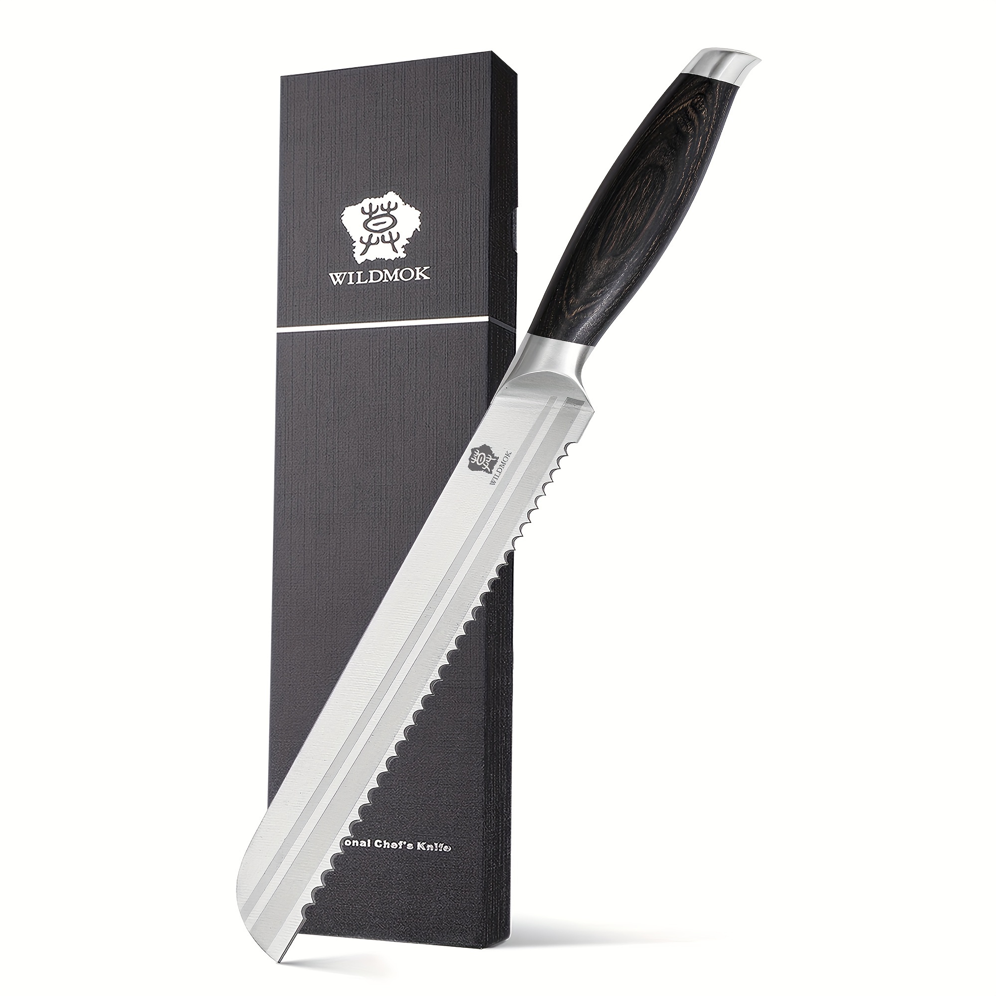 TEMU Couteau à pain, couteau dentelé - de 8 pouces - Couteau à pain dentelé, couteau à pain en acier inoxydable manche en de ,