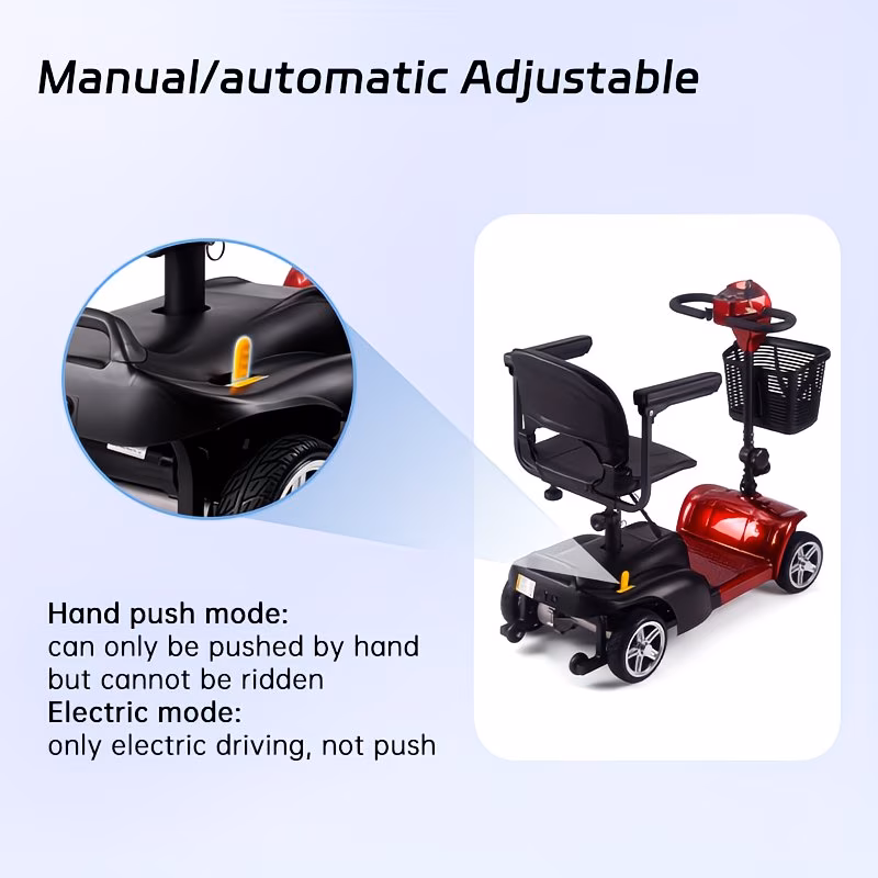 mobility aids for the four wheel foldable mobility scooters for adults 250w 12v 12ah long range with led headlights and a detachable storage basket with a tool kit charger and manual holiday surprise gift Product details 6