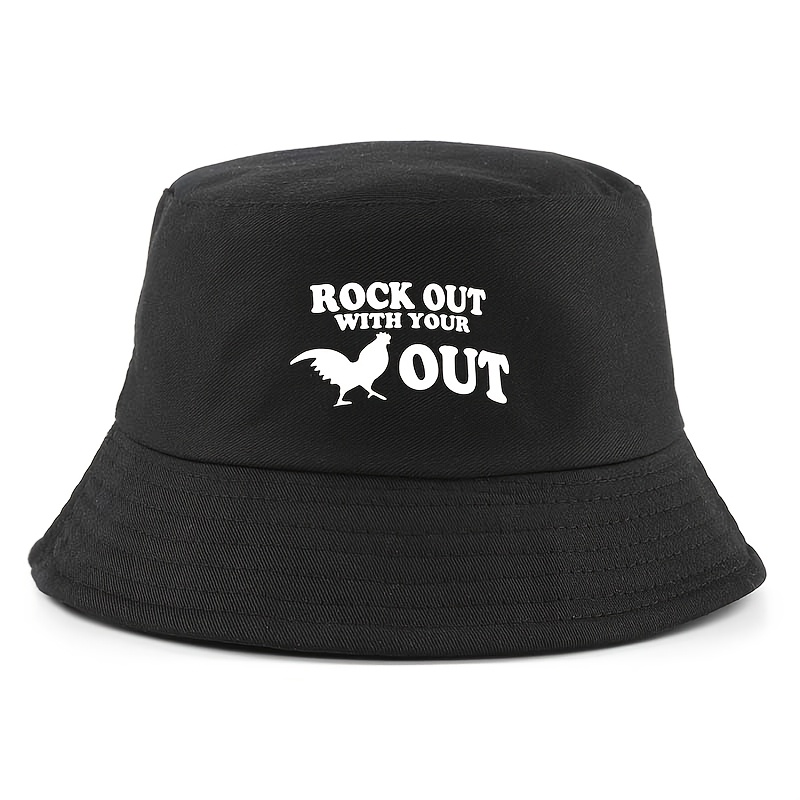 TEMU Foldable Letter Rooster Print Bucket Hat | Fashionable, Unisex, Ideal For Outdoor Activities, Travel, And Summer Vacations, , Perfect Gift For
