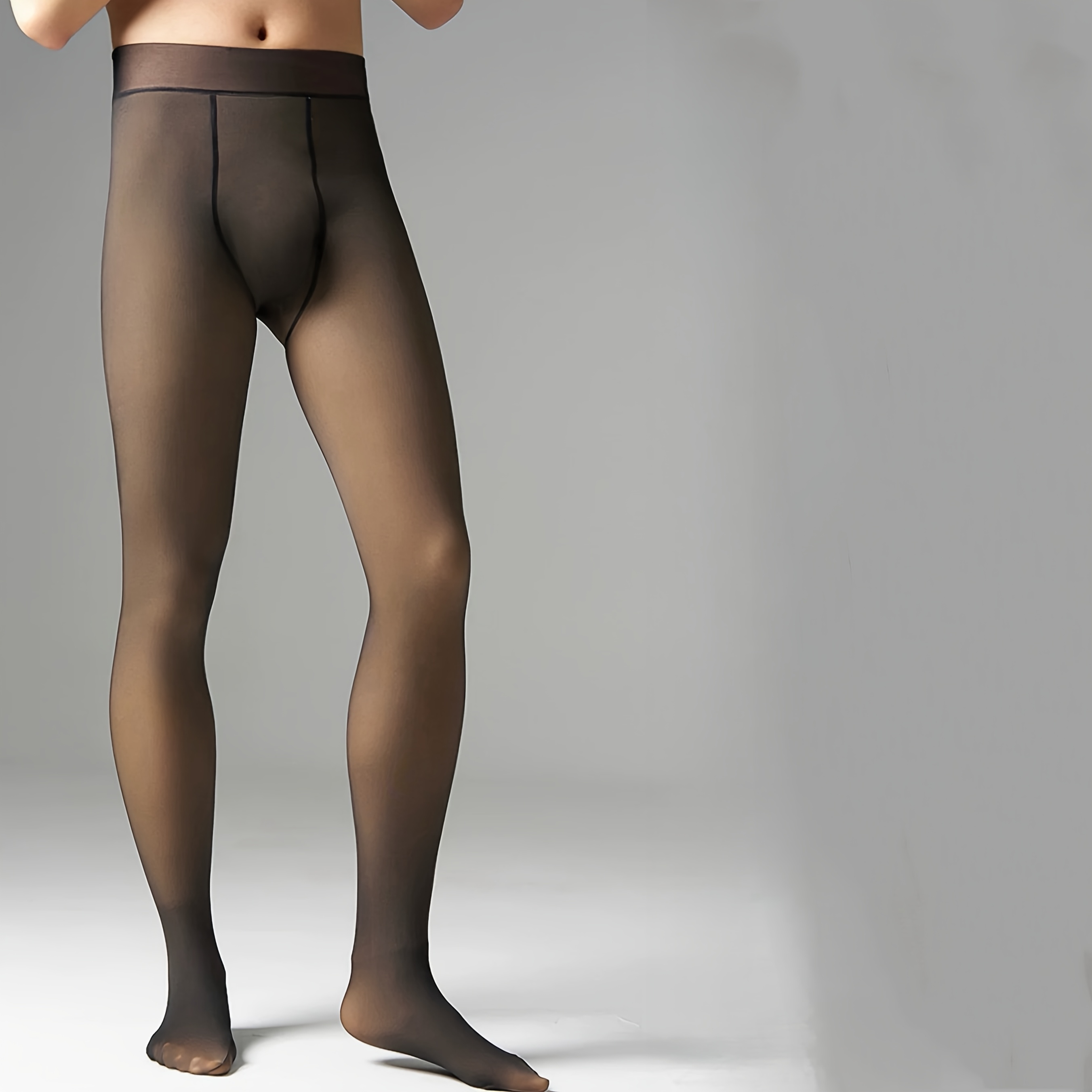 

A Pair Of Plus-size Men's Opaque Tights, Warm For Autumn And Winter, Suitable For Up To 200 .