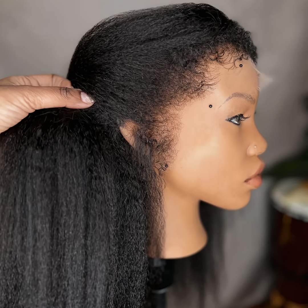 Image of 30 Inch Long 180 Density Soft Black Straight Hair Wig Lace Front Wig With Hair Suitable For Women Daily Wear 13x4