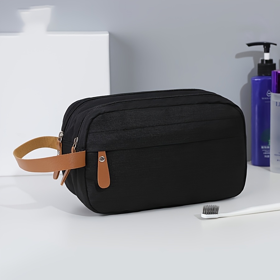 TEMU Men's Large-capacity Travel Toiletry Bag With Oxford Cloth Organizer - Zipper Closure, Multi-compartment Shaving & Toiletries Organizer Suitable