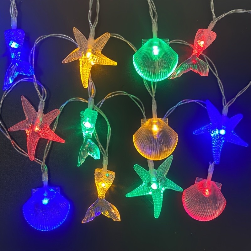 1pc Ocean-inspired String Lights, Sea Shell, Starfish, Mermaid Tail ...