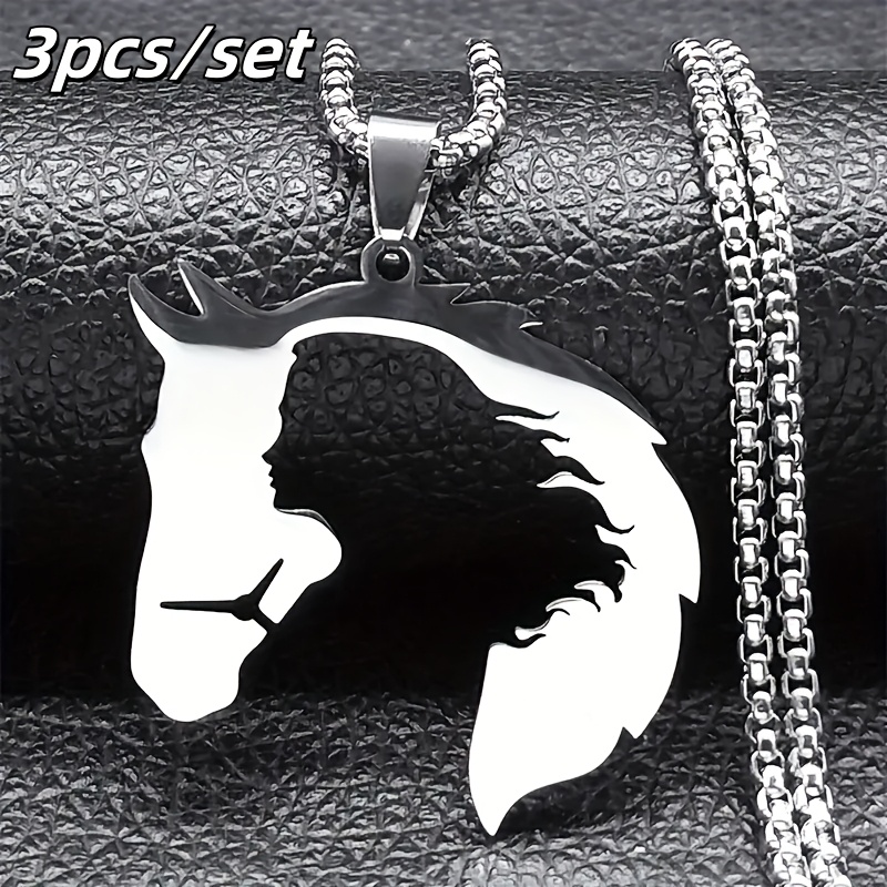 A Trio Of 316 316l 316 316l Stainless Steel Necklaces Featuring A Minimalist Hollow , Perfect For Men And Women, Embodying A Trendy Hip-hop Style