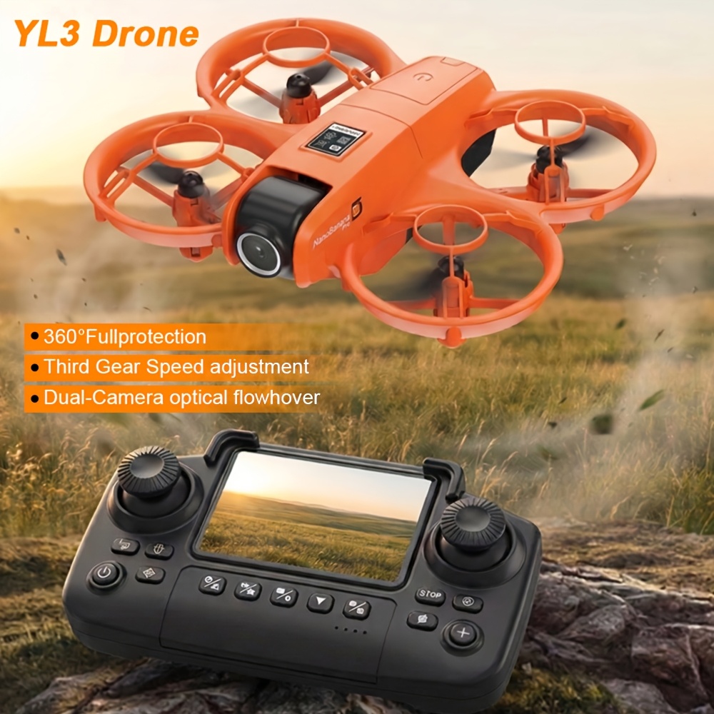 Mini Foldable RC Drone with Dual Cameras and Screen Remote, 360° Protection, Optical Flow Hover, 3 Speeds, Long Battery Life, Easy for Begin