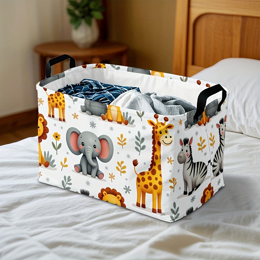 TEMU 1 pièce, Dokriy, Panier de rangement animaux lion, éléphant, , rangement de camping, seau de rangement pliable organisateur pour salle de bain,