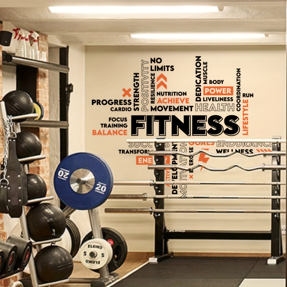 Fitness Words Inspirational Quote Wall Sticker Gym Crossfit Motivational Quote Wall Decal Decor
