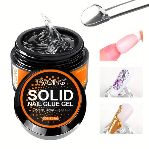 30g solid nail gel for press on nails false tips rhinestones long lasting cured nail art gel for salon or home use