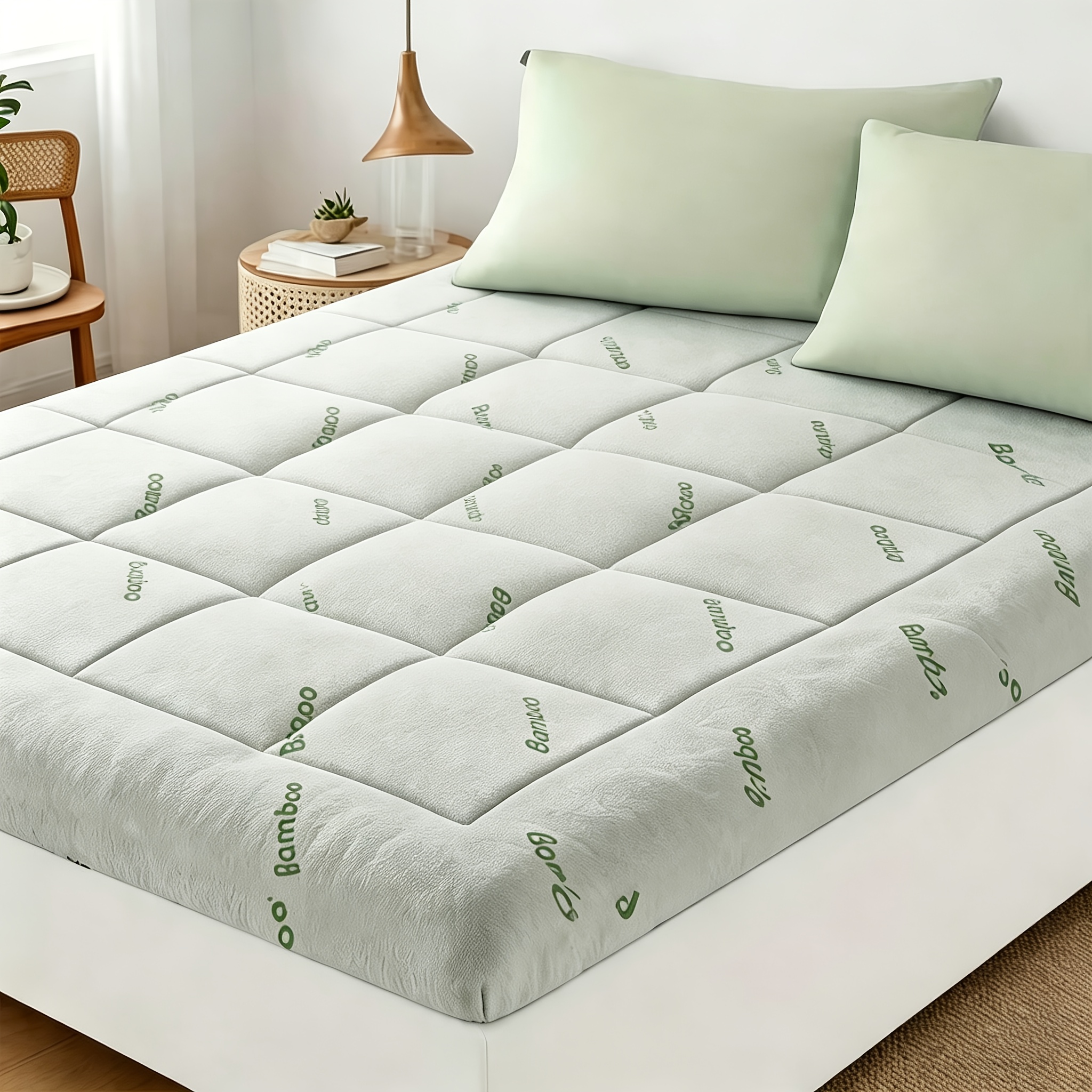 TEMU Cooling Premium Viscose Made From Topper, Quilted Fitted Mattress Pad, Pillow Top Mattress Cover With Deep Pocket
