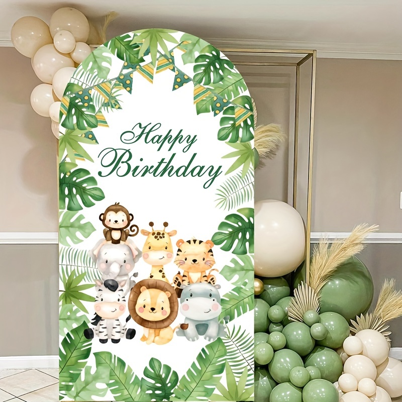 

Jungle Safari Birthday Party Arch Kit - 1pc Polyester Animal Theme Decoration, No Power Needed