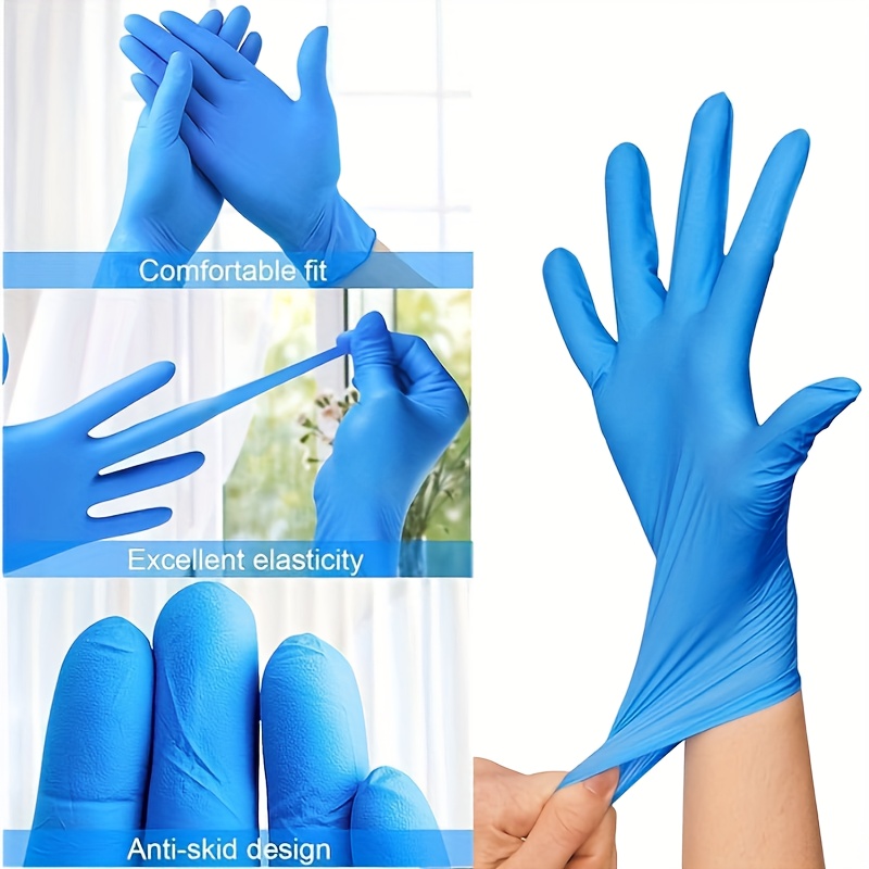 

Blue Nitrile Gloves 1000pcs, Home Patio Garden Cleaning Use Corrosion Resistant Anti-skid Durable Multi-purpose Dishwashing Gloves Disposable Powder-free Gloves