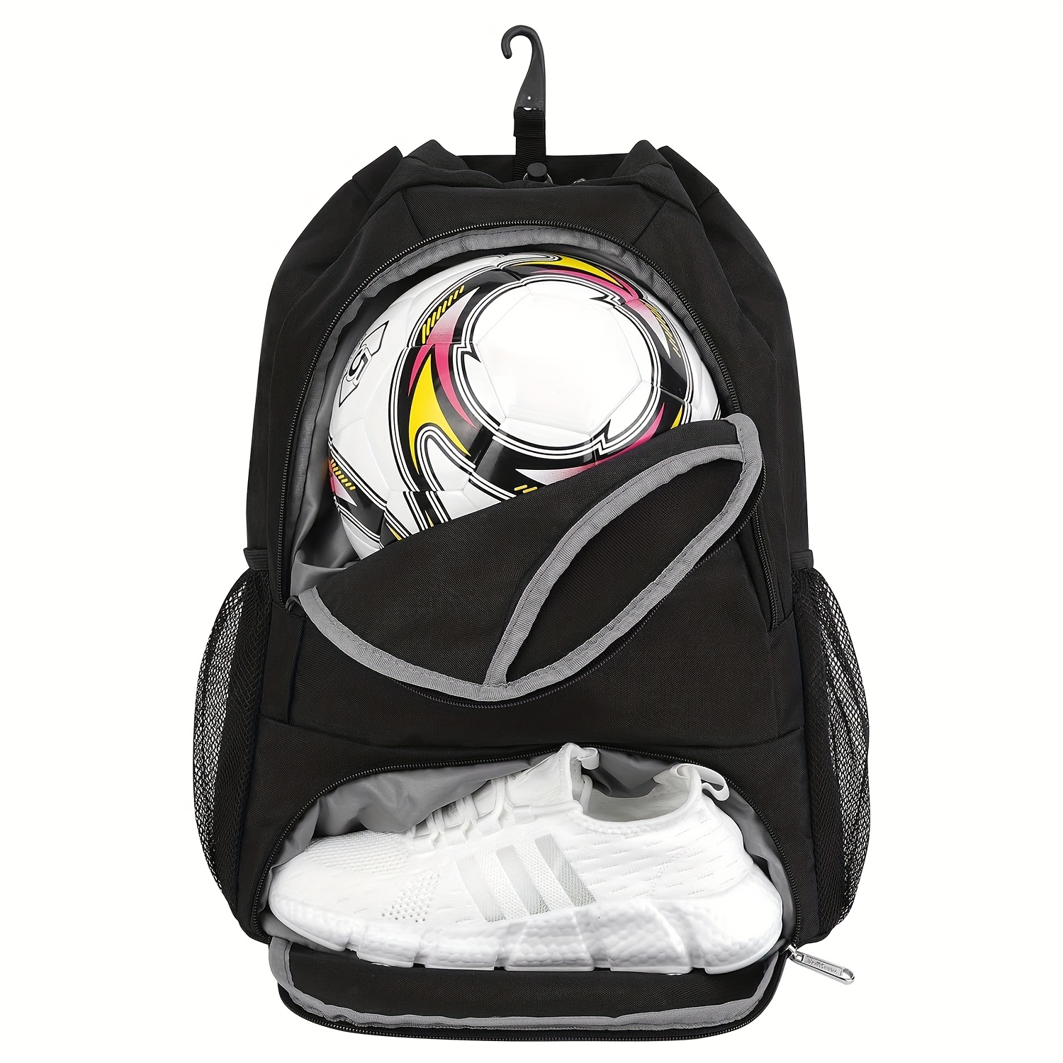 Image of Lightweight Drawstring Gym Bag Featuring Compartments For Shoes And A Ball, A Wet Pocket, And A Name Tag - Perfect For Men, Women, And Students. Great For Sports Like Football And Basketball