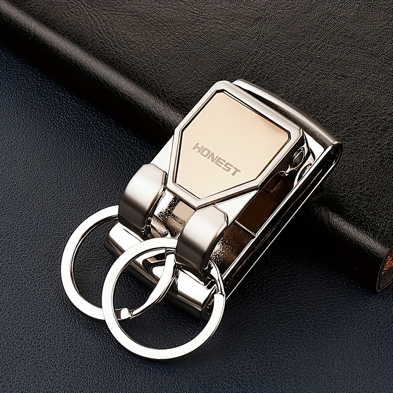 TEMU A Customizable Engraved Logo Alloy Belt Clip Keychain - Durable Metal Car Key Ring With Waist Hanging Accessory