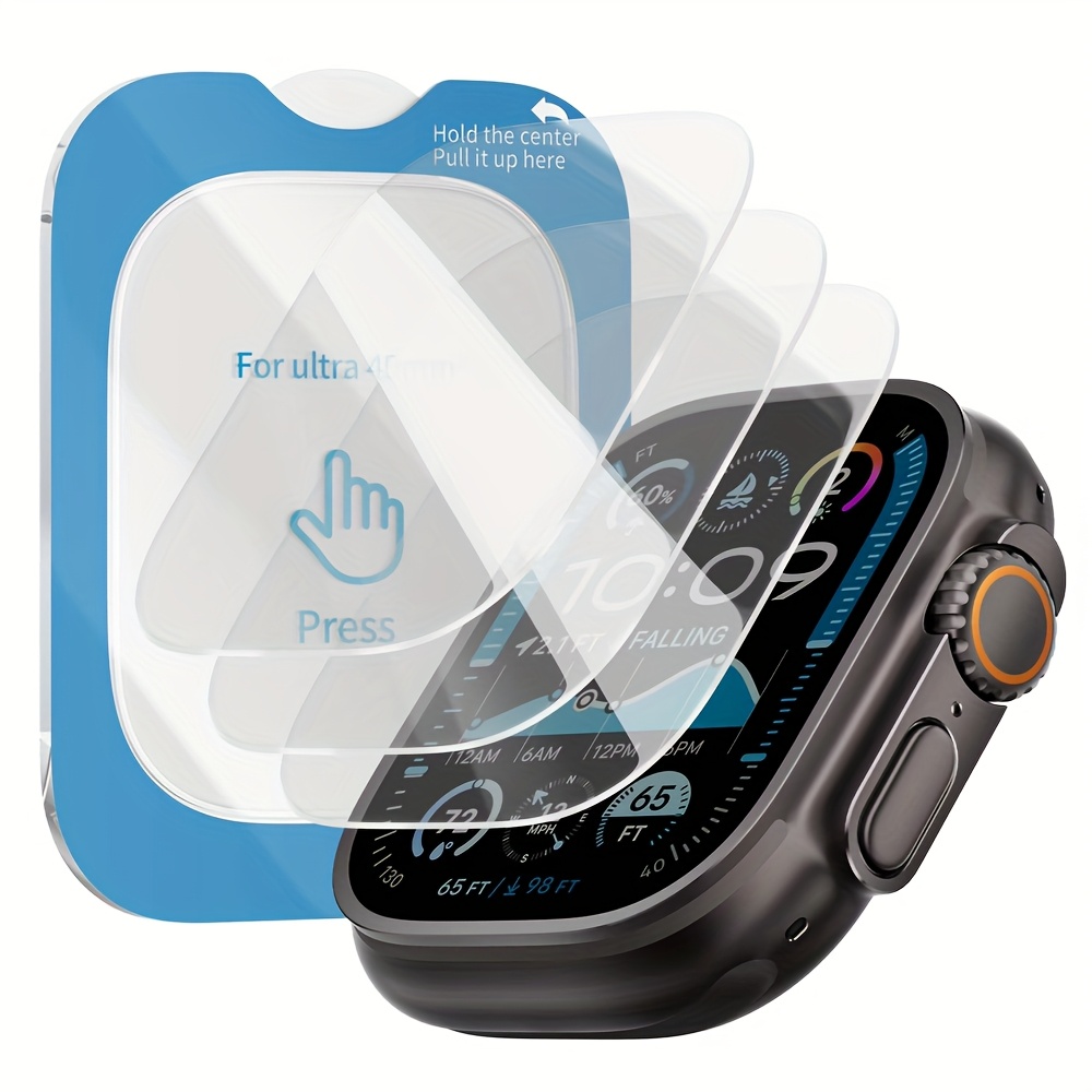E-shop 3 Stück Bildschirmschutzfolie für Apple Watch /2 49mm Wasserdicht Automatische Ausrichtung Installation Gehärtetes Glas Vollflächige Folie für