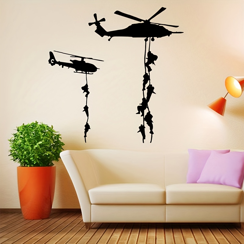 Image of Airplane Wall Stickers For Bedroom, Living Room, Study Room, Home Wall Decoration, Removable Self-adhesive Pvc Wall Stickers