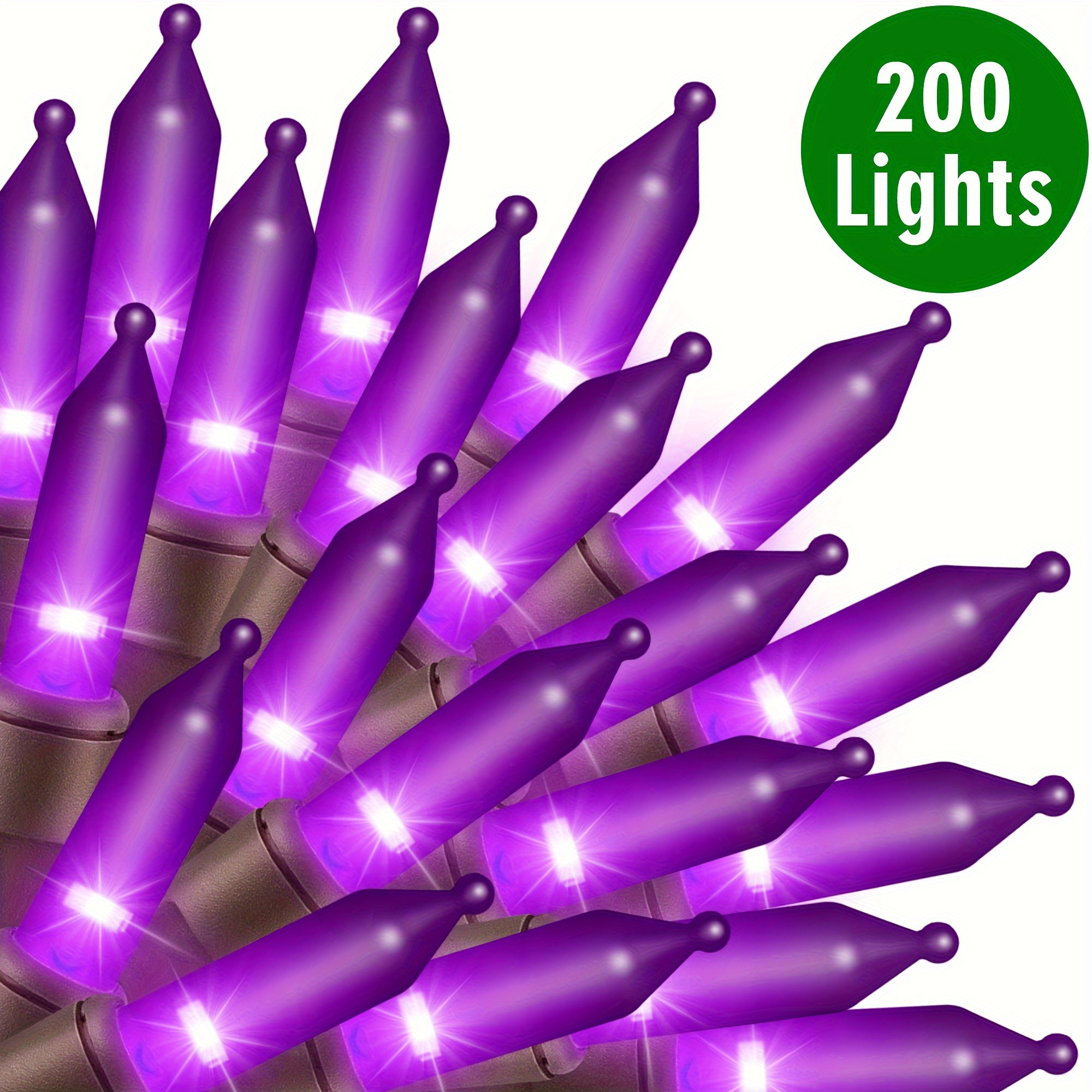 

200 Lights 39.2ft2 Pack Of 100lights Extendable Purple Halloween Decoration Mini Bulb String Lights Set For Halloween Home Christmas Tree Holiday Party Decor