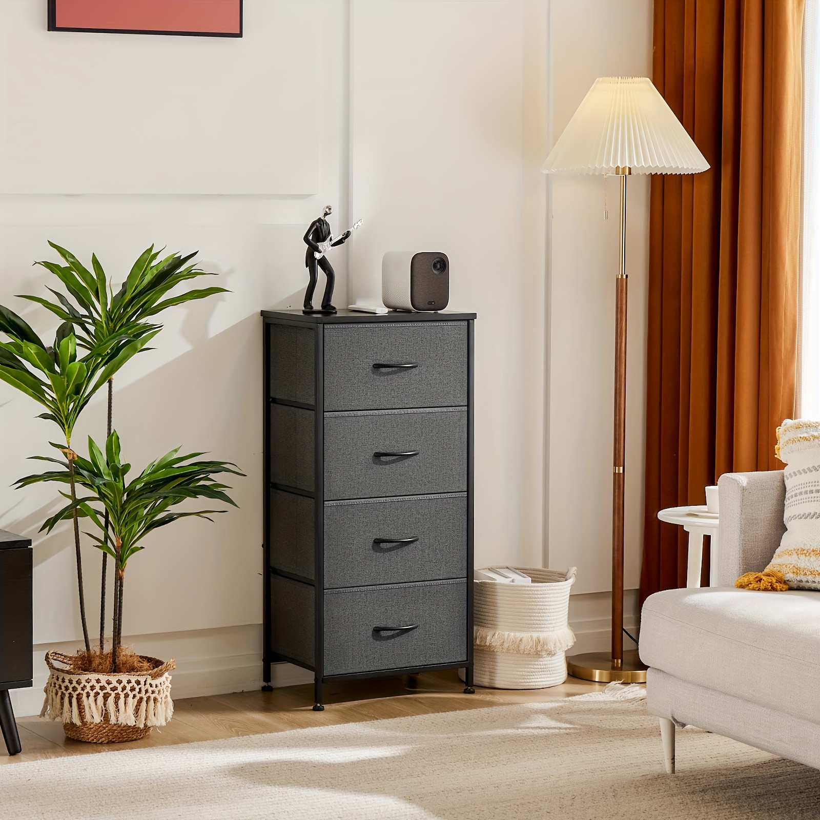 

Smug Dresser For Bedroom, Storage Drawers, Skinny Fabric Storage Tower With 4 Drawers, Tower Organizer Unit, Chest Of Drawers With Wooden Top For Closet, Laundry, Living Room, Hallway