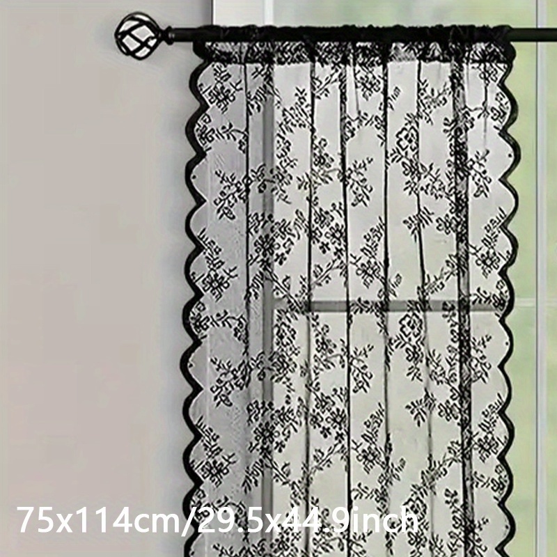 TEMU 1pc Of Floral Embroidery Printed Layered Privacy Curtain, Semi Transparent Pole Bag With Retro Charming Flower Patterns, Suitable For Small