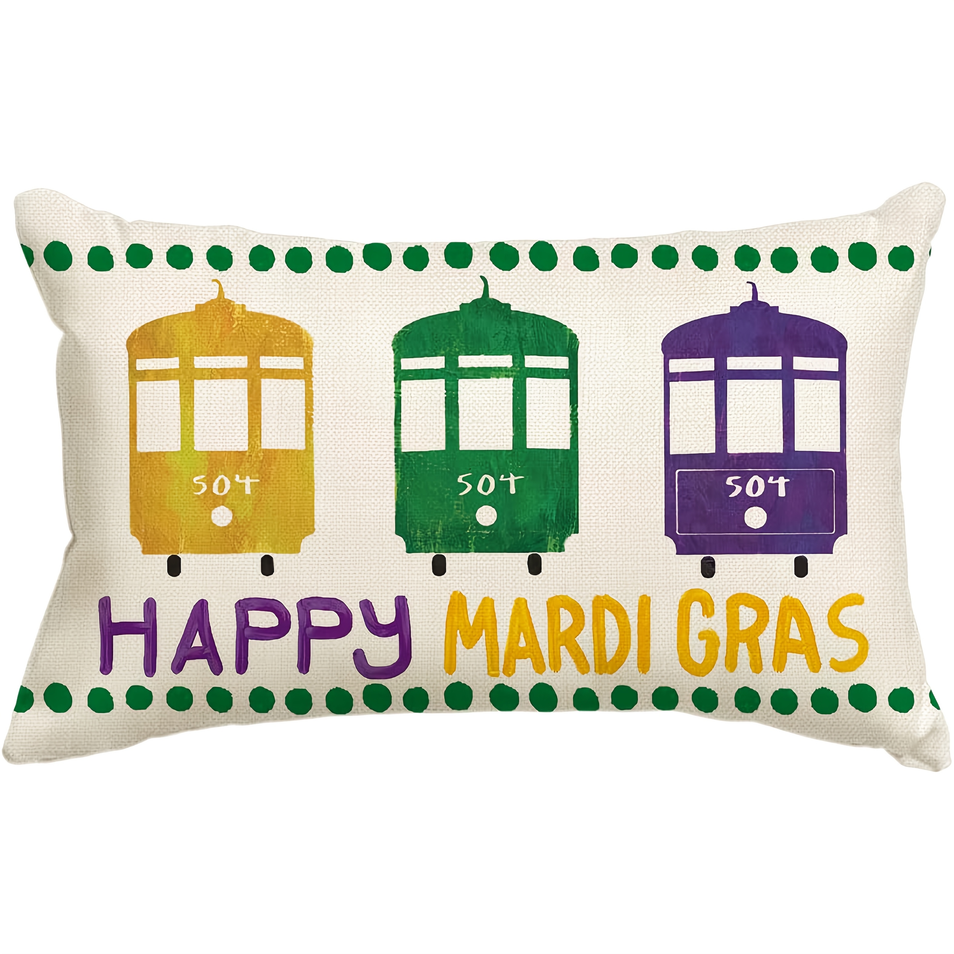 

1pc Vintage Happy Mardi Gras 504 Design Throw Pillow Cover, 12x20 Inch, Machine Washable Polyester With Zipper Closure, For Room Types, Holiday Party Sofa Decor (cover Only, No Insert)