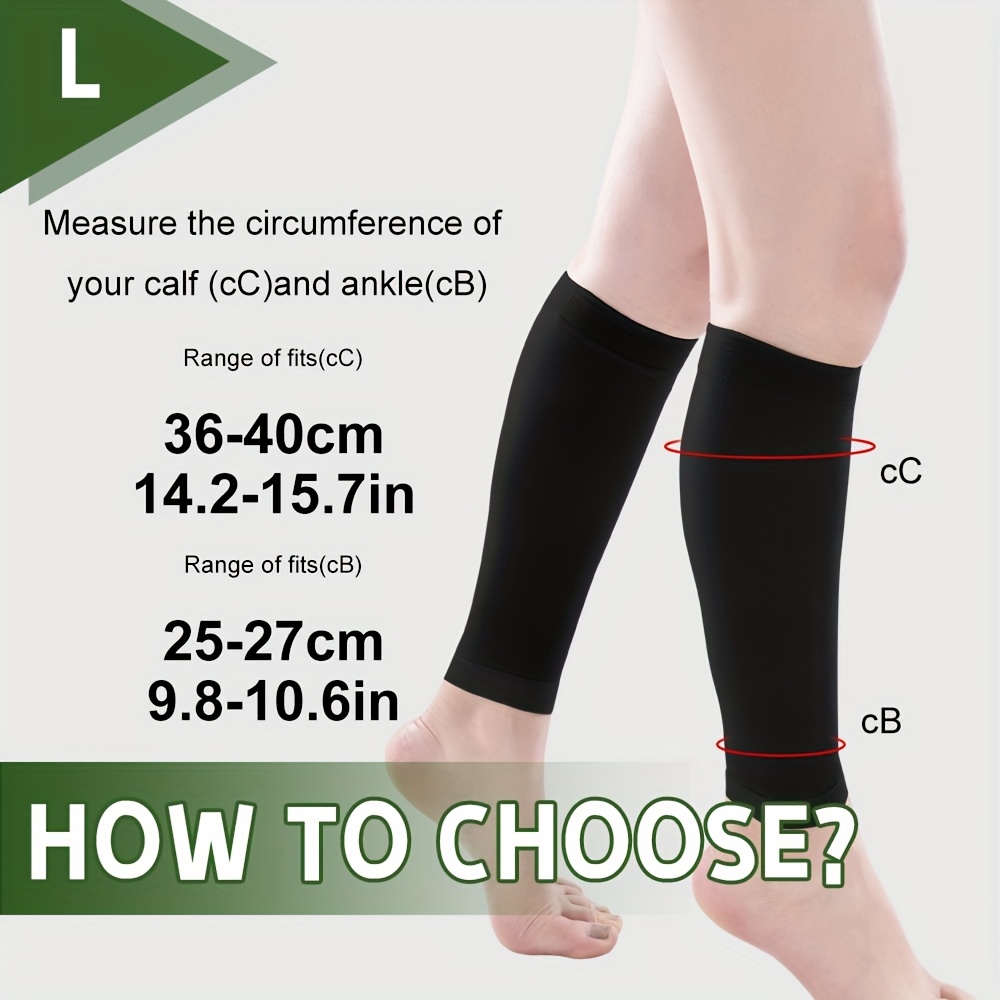TEMU 1 Paire de Manchons de Compression en pour Mollets Homme et Femme (20-30 mmHg) S-7XL et de pour les Scènes Sportives Quotidiennes