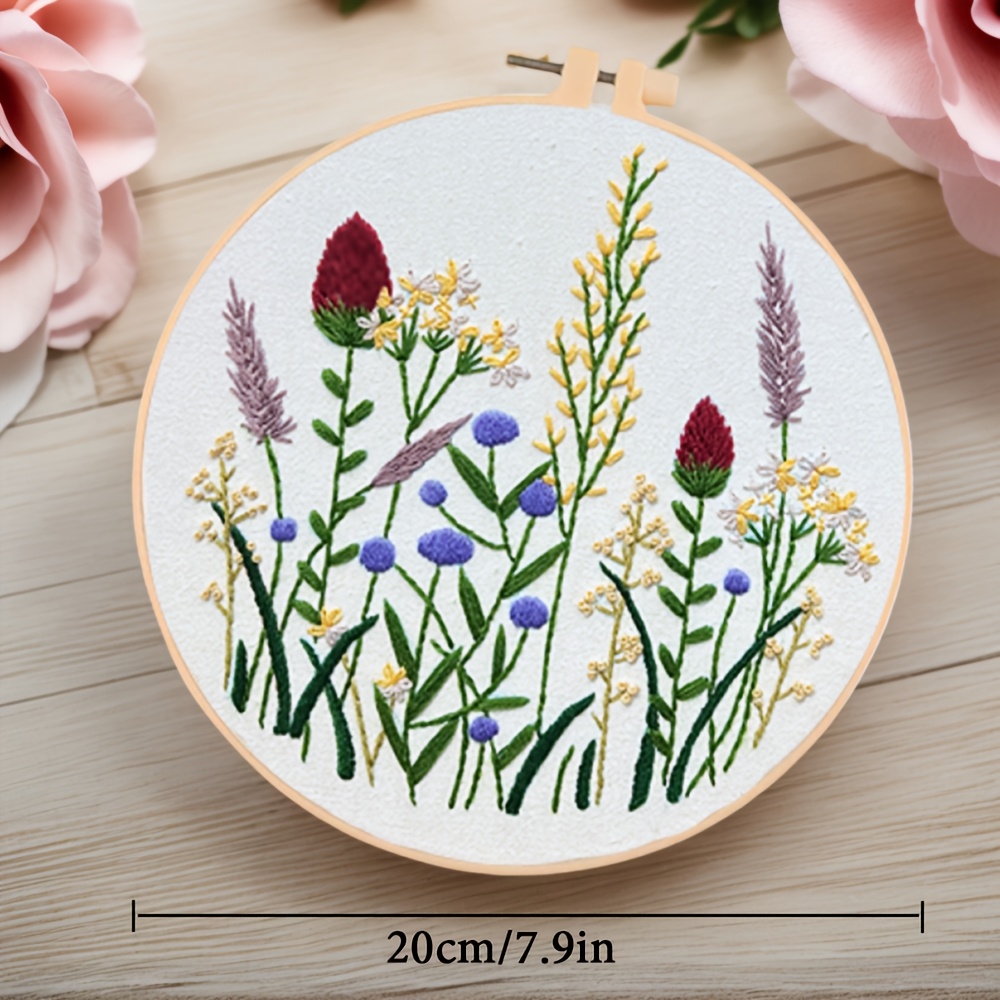 3pcs Embroidery Kit with Hoops Flower Pattern for Adults & Beginners