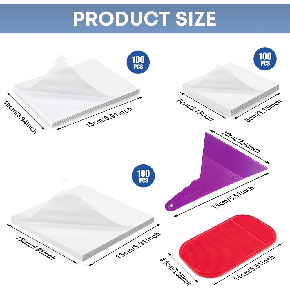 TEMU 300pcs Pack 300pcs Diamond Painting Release Paper Sheets With Anti-slip Mat & Straightener Suitable For 5d , Reusable Pre-cut Cover Sheets, No