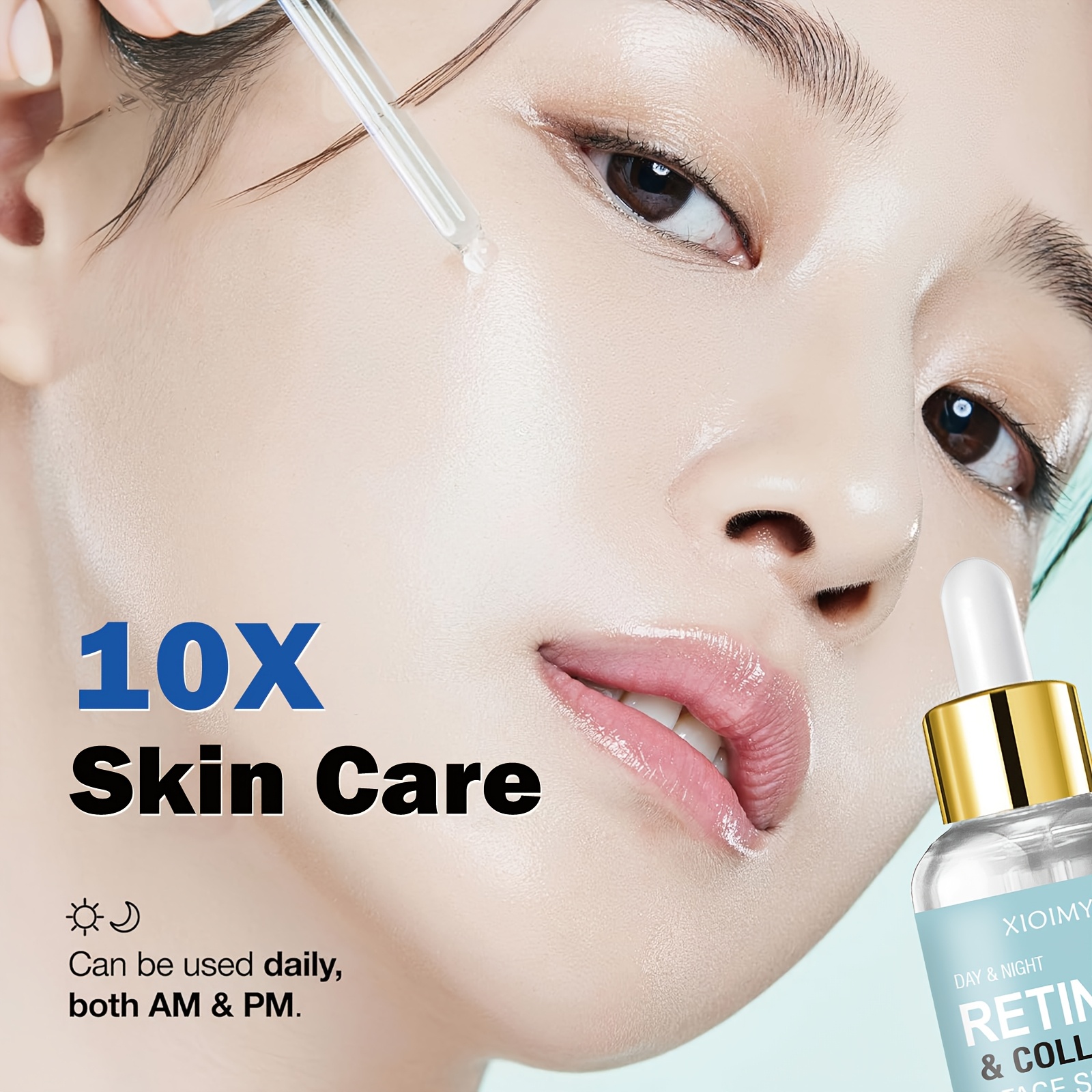 3pcs 10X Collagen And Retinol Facial Care Package, with Multiple Effects to Care Facial Skin, Including Facial Mask, Eye Cream, Essence, Face Cream, Smooth And Delicate Skin, Farewell to Dry And Dull Skin, And The Best Gift Package