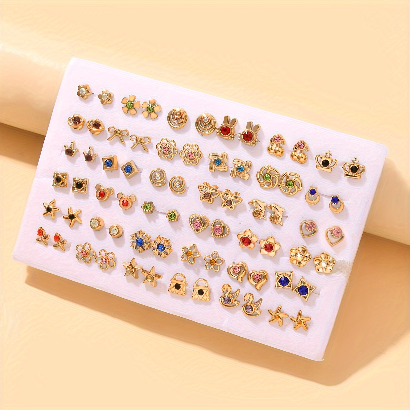 

Elegant And Sexy 36-pair Fashion Stud Earrings Set For Women, Daily And Gift Wear, Assorted Designs With Alloy, No Plating, Synthetic Zirconia - Various Season Suitable