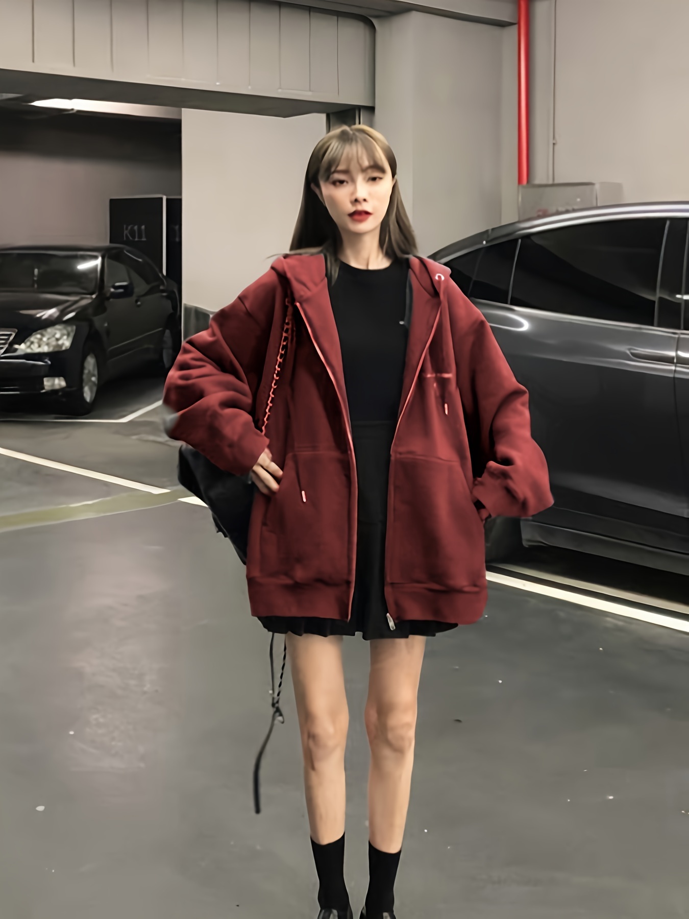 cardigan à capuche oversize femmes style streetwear coréen Temu