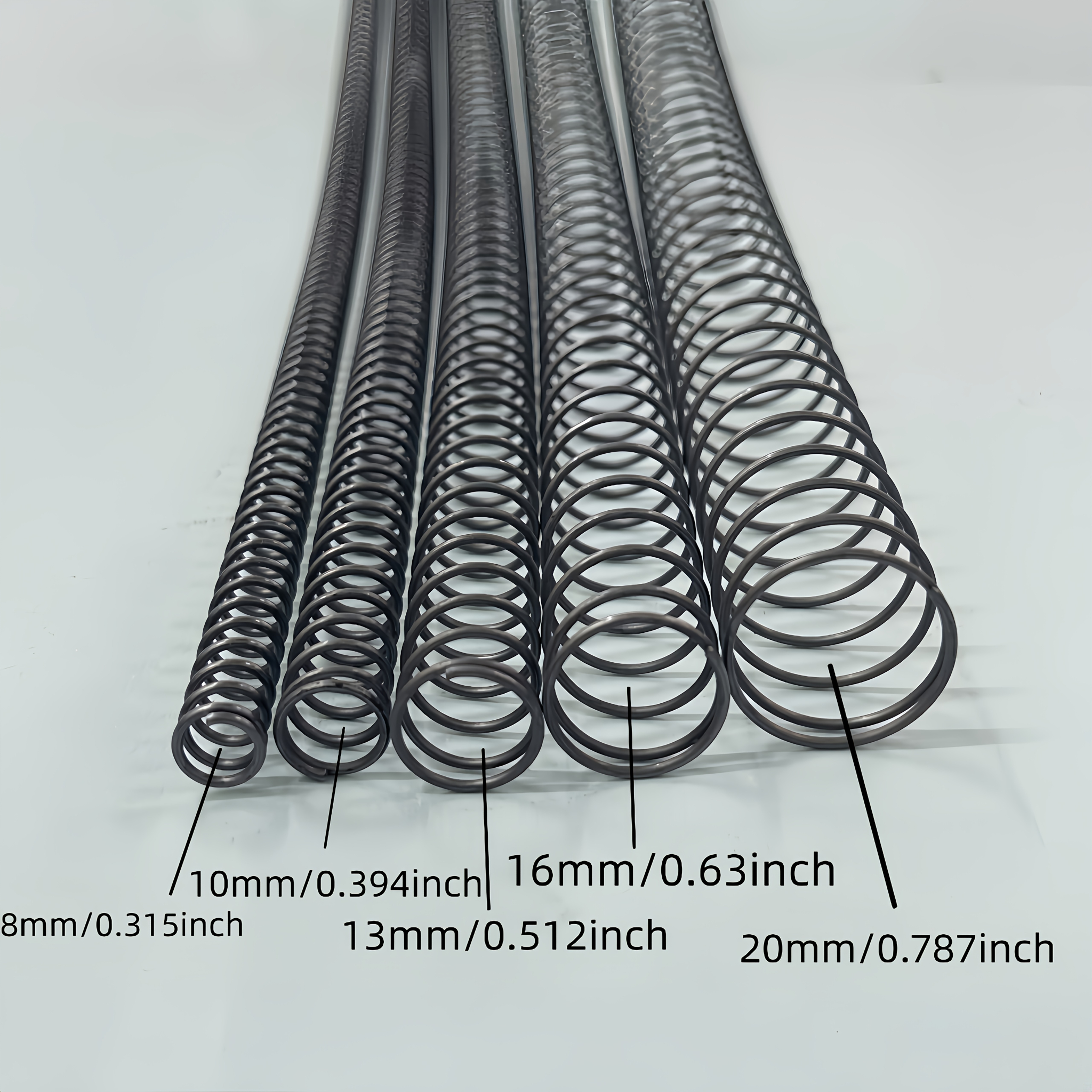 TEMU Set di 5 molle a compressione a spirale da 305 mm di lunghezza - Diametro del filo 1.0 mm, diametro esterno 8/10/13/16/20 mm, molla a