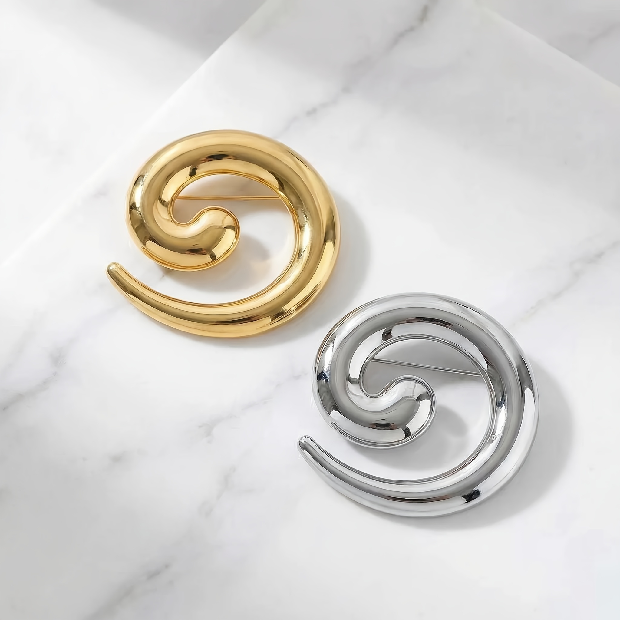 cross border conch twisted circle brooch from europe and america trendy and versatile niche and high end suitable for daily commuting