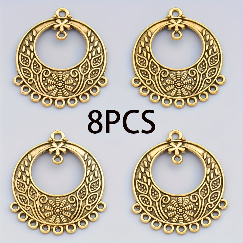 E-shop 8 Stück Vintage Muster Große Ohrringe Charms Antike Goldene Böhmische Stil Zinklegierung Charme Mond Ohrringe Anhänger Ohrring Zusätze Ohrring