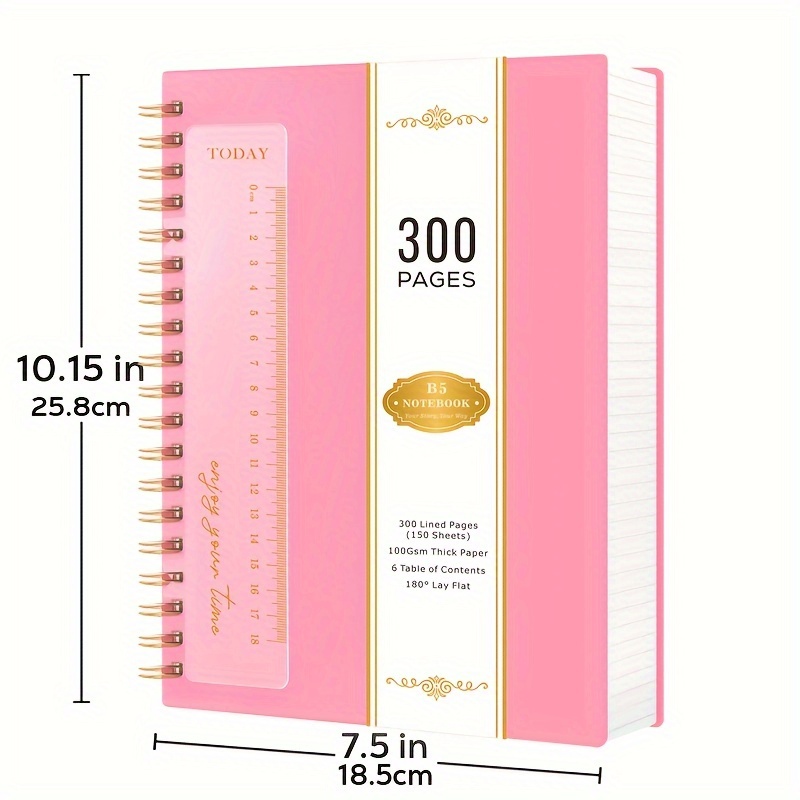 3pcs B5 Spiral Notebooks 300 College Ruled Pages 100 Gsm