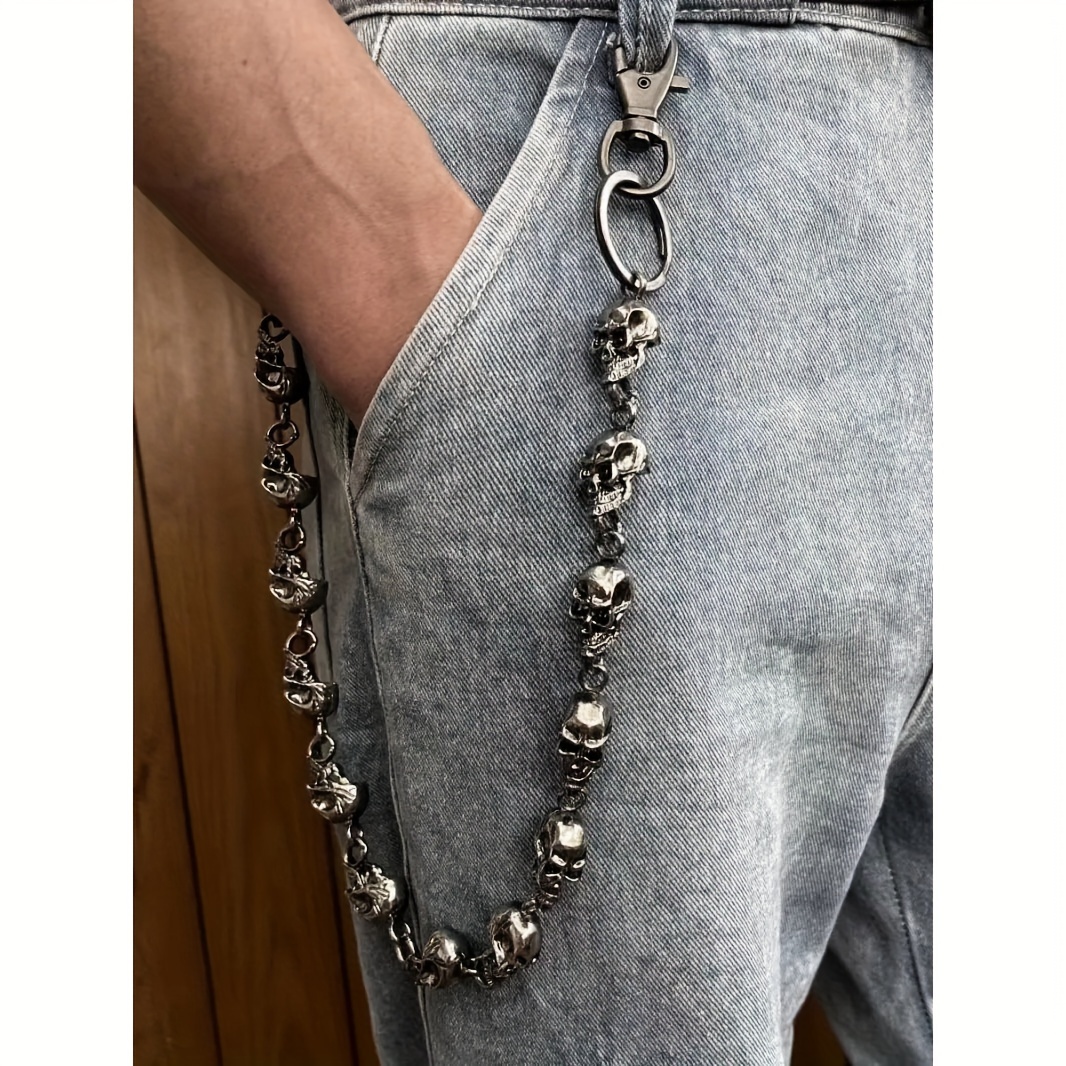 

Gothic Punk Heavy Waist Chain Men Skull Keychain Wallet Chain Biker Fashion Accessories