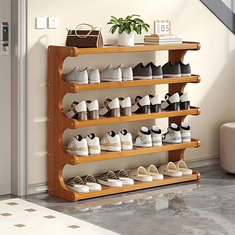 Bamboo Shoe Rack, 4/5/6-Tier Organizer with Rounded Corners