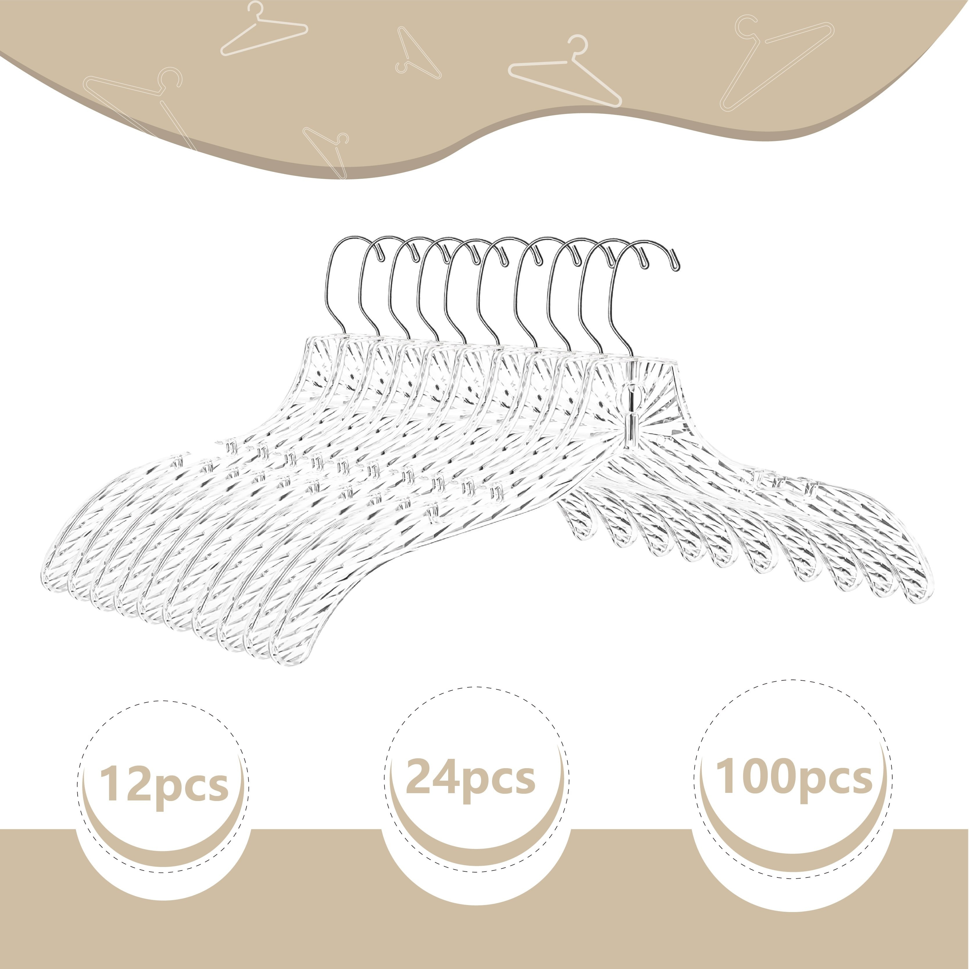 

Crystal-cut Plastic Hangers: 17" Heavy Duty, 360° Rotating Hooks, Anti-slip - Retail, Wardrobes, Laundry & Storage (outerwear To Suits, 12/24/100pcs Sets)