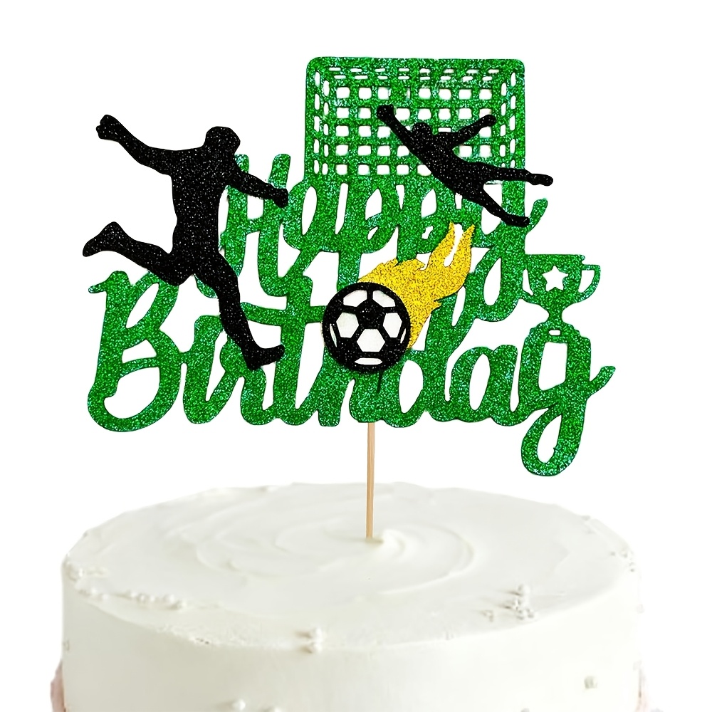 TEMU Soccer Event 2026 - 1pc Birthday Cake Topper Sports Theme Birthday Cake Pick For Soccer Birthday Party Cake Decorations Supplies, Halloween,