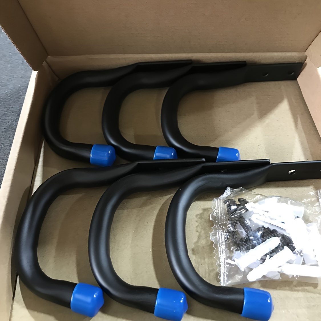 

6pcs Heavy-duty Garage Storage Set - Blue, Wall Hooks For Tools, Bikes & Ladders - Metal With Paint