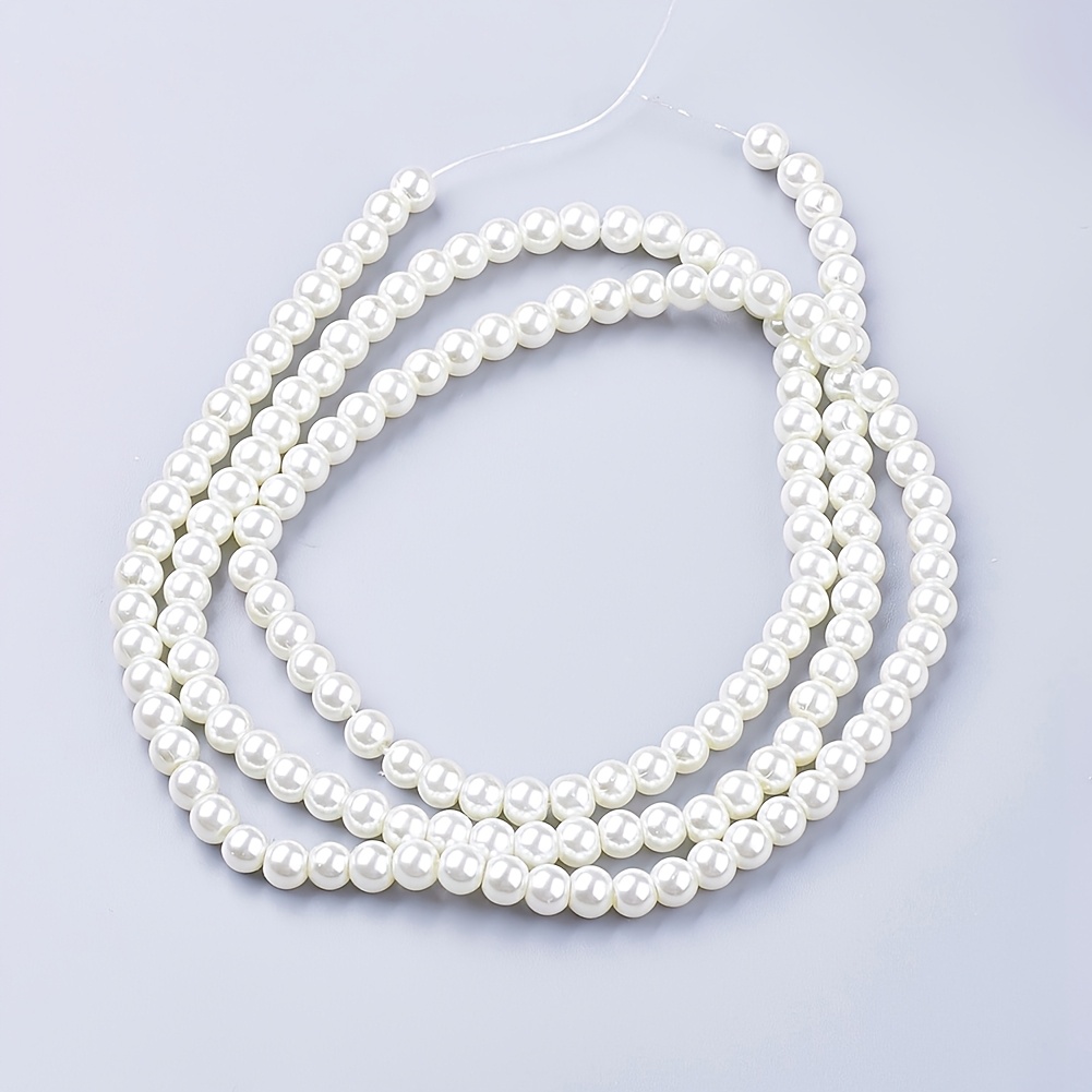 Image of A Strand Of Creamy White Glass Beads, Approximately 140 Beads/strand, Beading, Suitable For Jewelry Bracelets, Necklaces, And Earrings Making