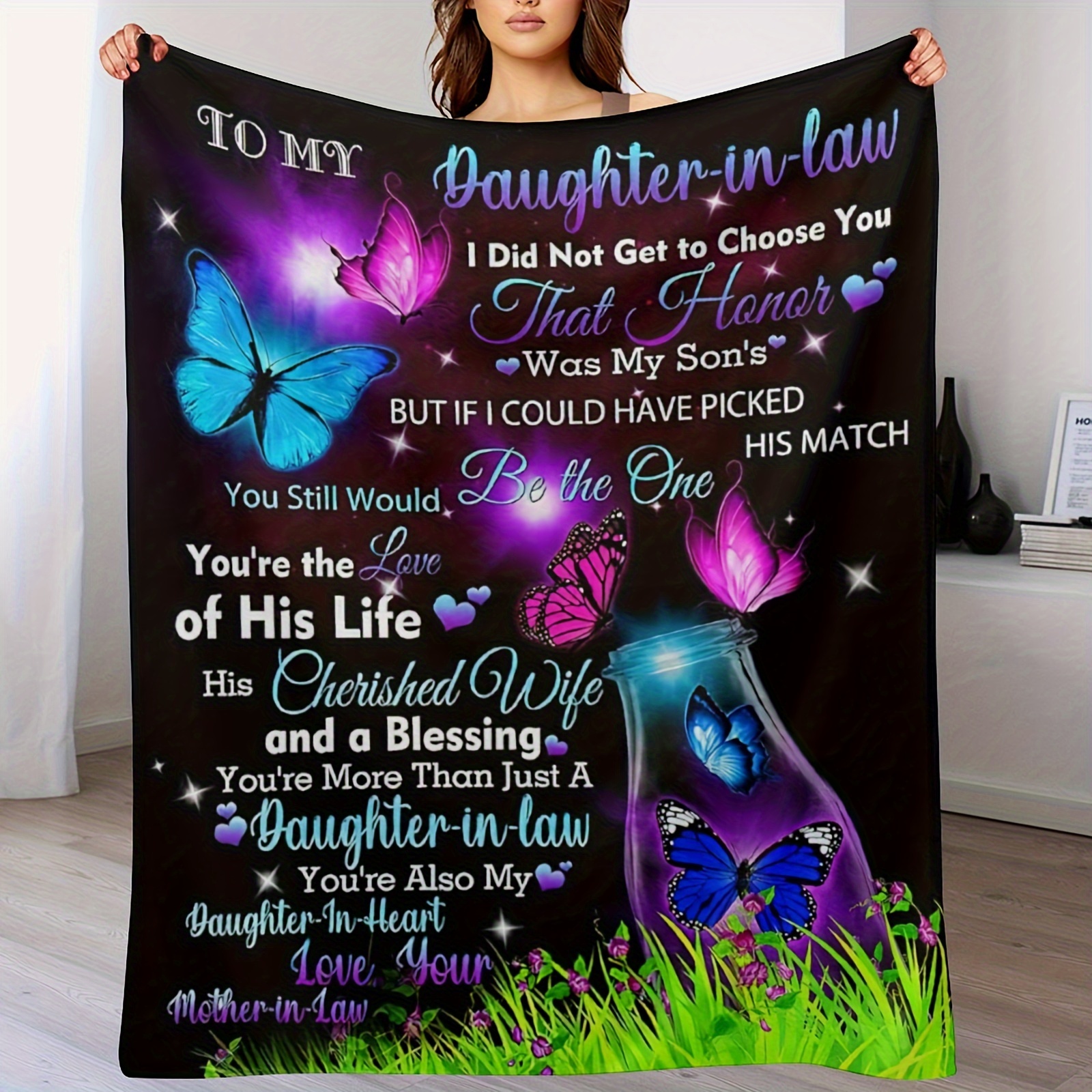 

Daughter In Law Gifts Of Blanket, Gifts For Daughter In Law, Ideal Gift, Gifts For Future Daughter-in-law, Birthday, Valentine's Day, Anniversary, Wedding Day Gift, Flannel Throw Blanket