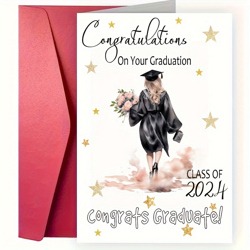 1pc Class of 2024 Graduation Greeting Card with Envelope - Festive Design  for College, High School Grads - Ideal Congratulations Card for Friends &  Family