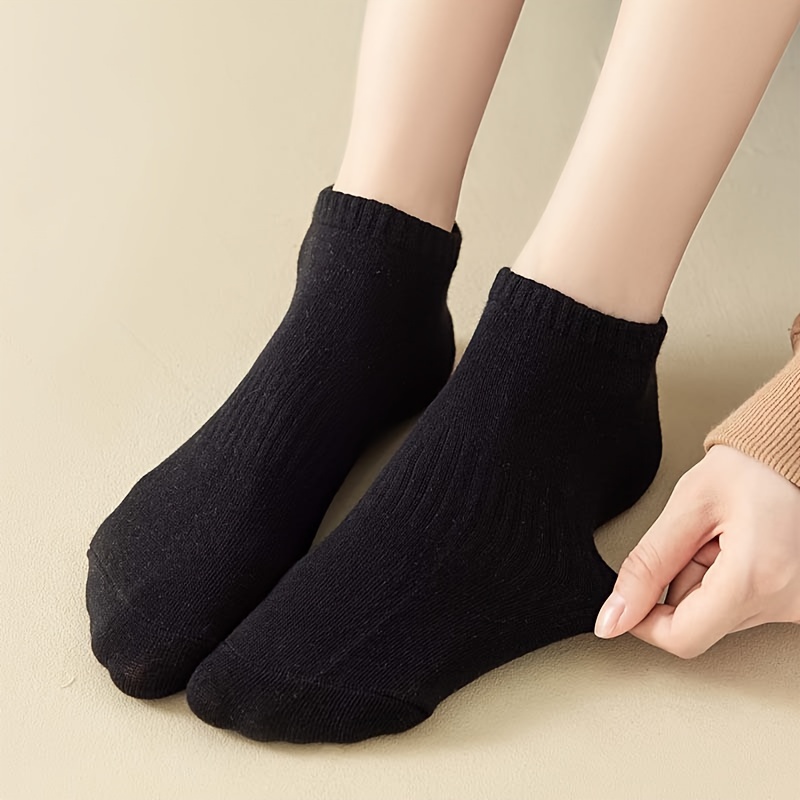 10 Pairs of Mixed Color Short Socks - YZ - Pure Black and White Comfortable Spring/Summer Matching Set