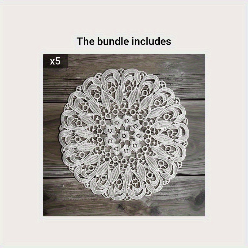 TEMU 4pcs Lace Floral Embroidery Placemats, Coasters, Suitable For Table Decoration, Wedding, Christmas Party, New Year Tablecloth