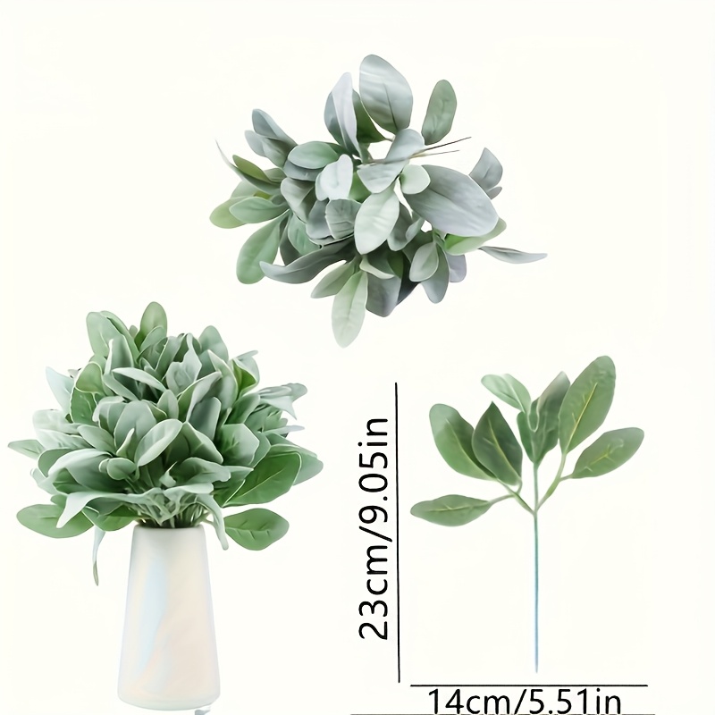 25pcs Artificial Faux Sheep's Ear Grass, Suitable For Outdoor Wedding Handheld Bouquets, Rustic Wedding Accessories, Artificial Sheep's Ear Leaf Stems For Home Farmhouse Diy Wreath Floral Arrangements