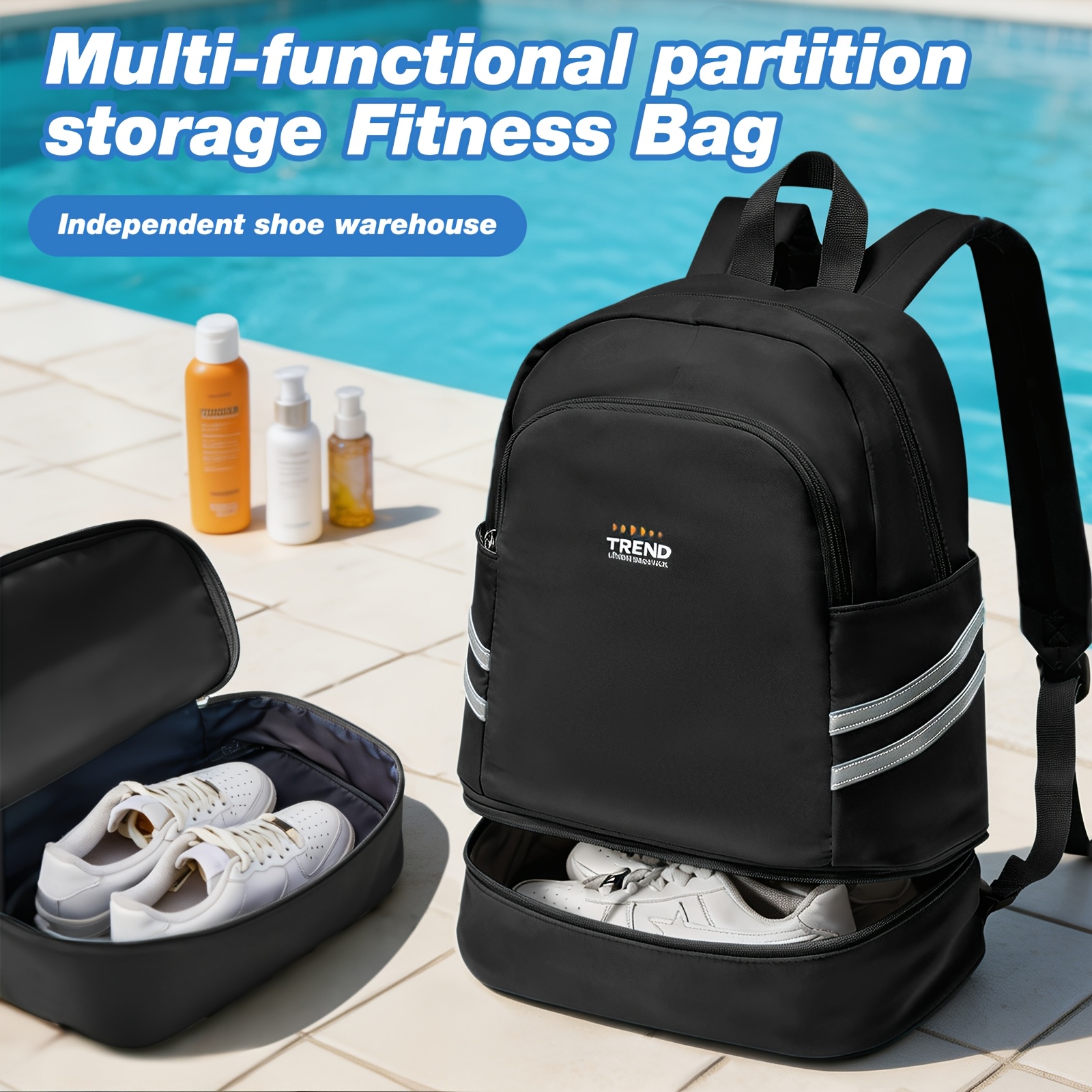 TEMU Sports Backpack 47*34*20, Unisex Fitness Backpack | Large Capacity With Separate Shoe Compartment + Wet/dry Zone | Swimming, Yoga, Basketball