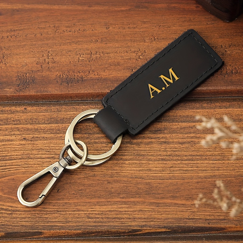 Custom Pu Leather Keychain Stylish Personalized Name Anti-lost Keyring Gifts Keyholder