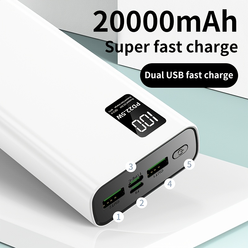 Portable Power Bank 20000mah 10000mah Pd20w Fast Charger Led
