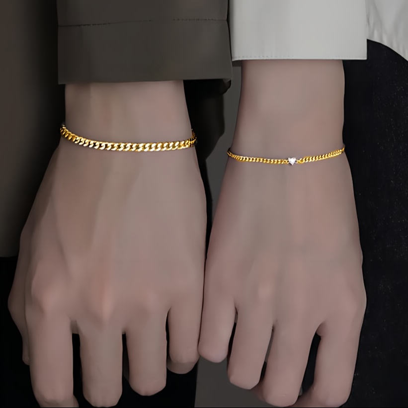 

2pcs Steel Couple Bracelet Set, Unisex Non-magnetic Jewelry For , , , For , ,