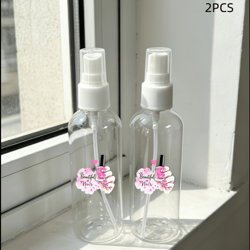 TEMU 2pcs Pink Nail Polish Pattern Spray Bottle - Small Spray Bottle, Liquid Dispenser Bottle, Used To Dispense Toner, Skincare Spray, Perfume, And
