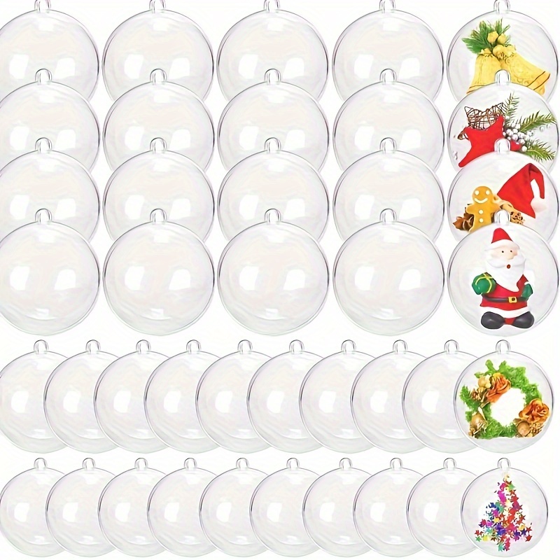 

5pcs Christmas Ornament Balls - Transparent, Refillable Plastic For Diy Bath Molds & Party Decorations, 50mm/60mm/100mm